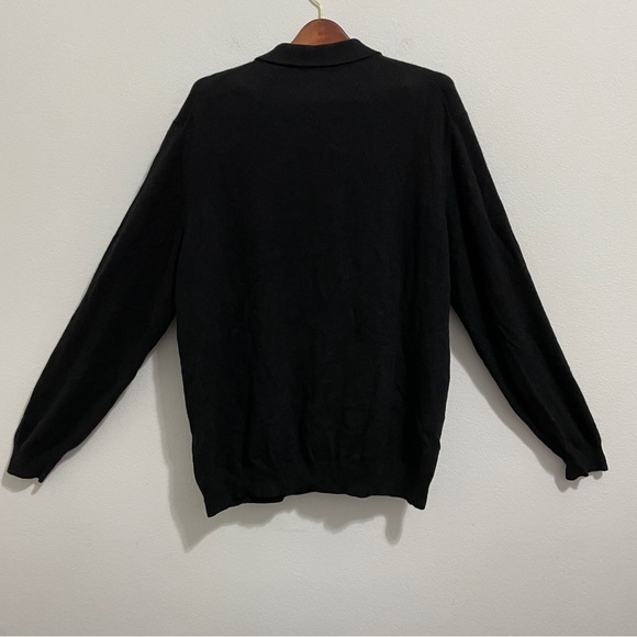 Lands’ End Cashmere Sweater Polo Black Long Sleeve Mens XL 46 - 48 - Picture 2 of 9